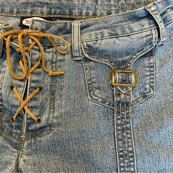 Zoey Beth Y2K Lace Up Tie Flare Jeans Size 13/14 - Picture 4 of 11